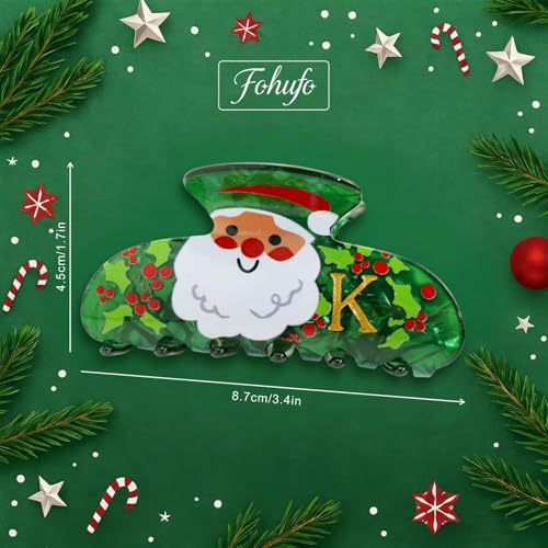 Fohufo Letter C Christmas Hair Claw Clip, Festive Santa Hair Accessory
