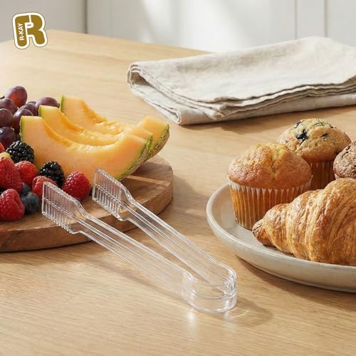 12-Pack Clear Serving Tongs and Plastic Scoops for Candy Buffets