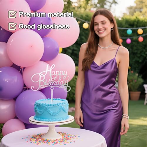 Acrylic Cake Toppers Set of 9 - Elegant Birthday Decorations