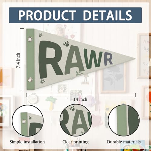 Dinosaur Felt Pennant Wall Decor - Rawr Kids Room Banner