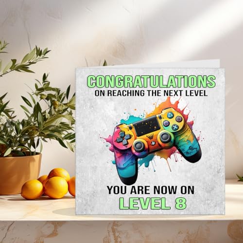 8th Birthday Gamer Greeting Card for Boys - 145x145mm