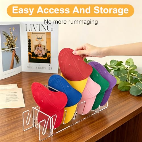 Acrylic Hat Organizer Rack - 2-Pack Clear Cap Storage for 14 Baseball Caps