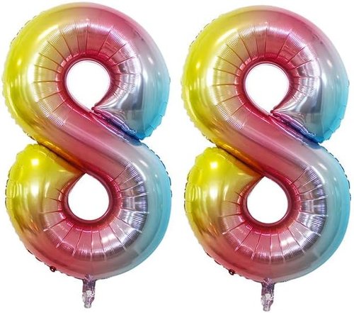 GOER Rainbow Foil Number 8 Balloons - Huge 42" & 32" Birthday Party Decorations | 3-Pack