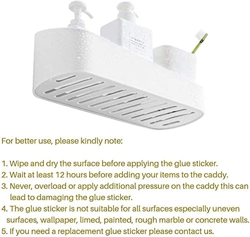 SUNFICON Wall Mounted Shower Caddy - No Drilling Bathroom Shelf Organizer with 2 Clear Adhesives | White