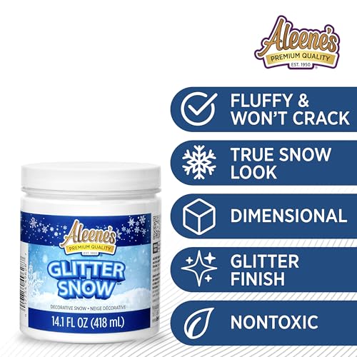 Aleene's Glitter Snow Glue, Fake Snow Crafting Texture, 14 oz Tub