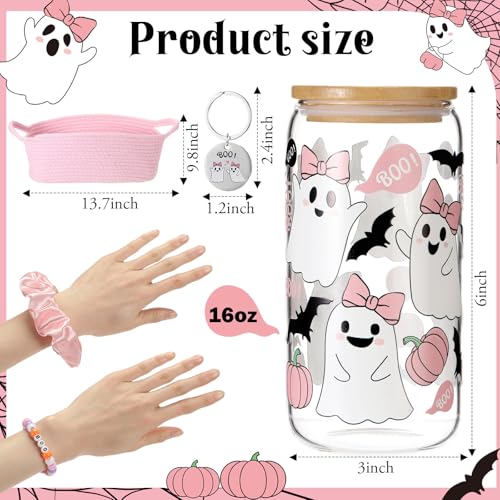 Halloween Ghost Gift Basket Set with Pink Boo Basket & Accessories