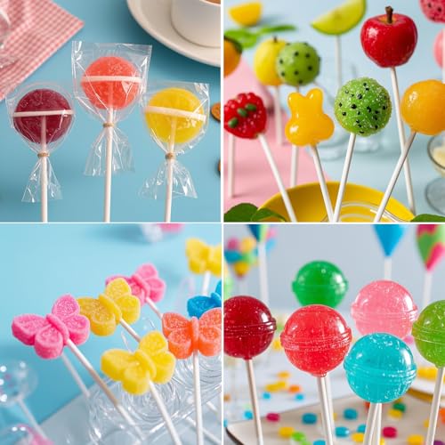 4-Inch Gold Lollipop Sticks Set with Bags & Ties - 100 Pcs