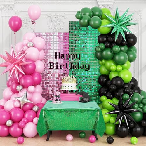Holographic Tablecloth Set - 2 Pcs Pink & Green 39" x 106"
