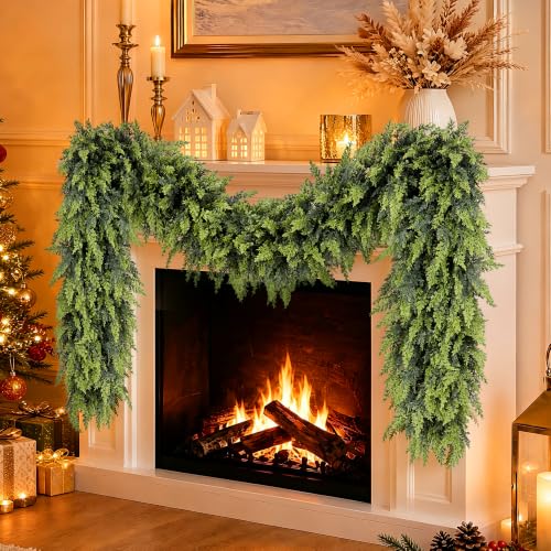 9FT Christmas Cedar Garland Real Touch Artificial Greenery 2 Pack