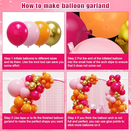 YMSZ Hot Pink & Orange Balloon Garland Kit - 136pcs for Parties