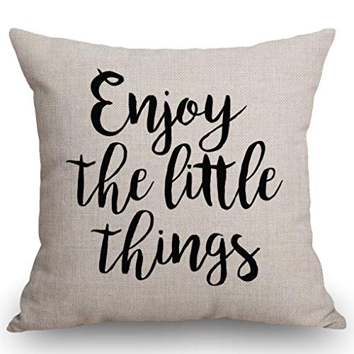 Enjoy The Little Things Throw Pillow Cover 18x18, Cotton Linen Ssp-011