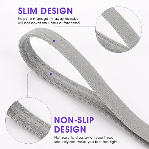 Sibba 4-Piece Athletic Sports Headbands Non-Slip Elastic Thin Hair Bands for Men and Women