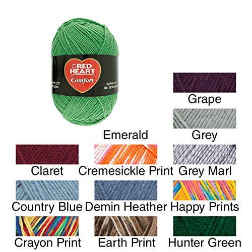 Red Heart Comfort Yarn Claret - Size 4 Medium Worsted Acrylic for Knitting & Crocheting - 867 Yards, USA Made, 4 Pack
