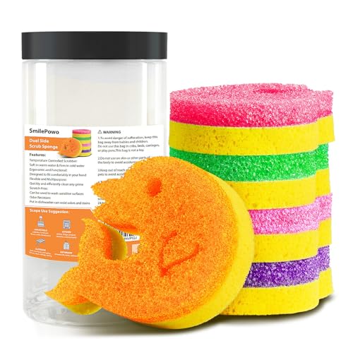 SmilePowo 5-Pack Dual-Sided Non-Scratch Kitchen Sponges