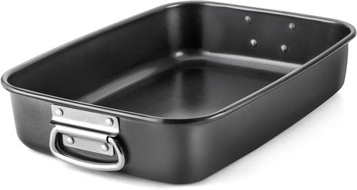 HONGBAKE Lasagna Pan - 3 Inch Deep Nonstick Baking Dish | 15x10" Heavy Duty Oven Roasting Pan, Dark Grey