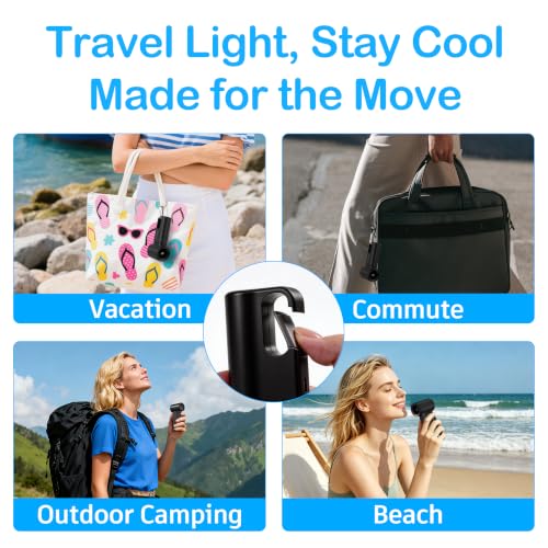 CIVPOWER Black Portable Mini Handheld Fan USB Rechargeable Personal Cooling Fan with LED Display