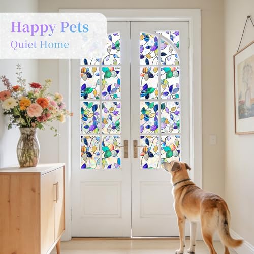 Finnez Stained Glass Window Privacy Film - Rainbow Effect, 17.5" x 78.7"