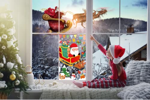 Christmas Window Cling Stickers - 159 PCS Reusable Snowflake & Santa Decals