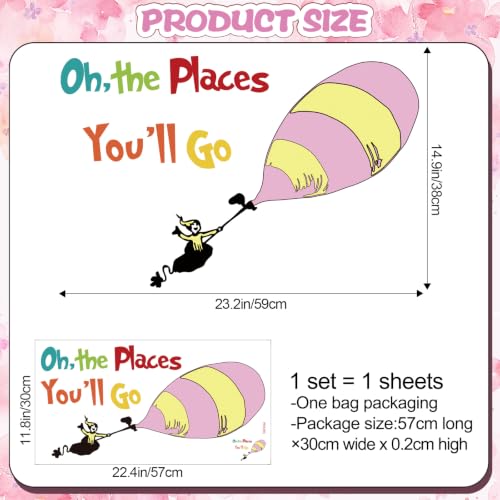 Colorful Inspirational Quote Wall Decal for Kids - 'Oh, the Places You'll Go'