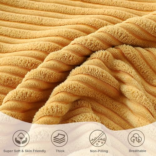 Yellow Corduroy Throw Pillow Covers 18x18 Set of 4 - Soft & Stylish