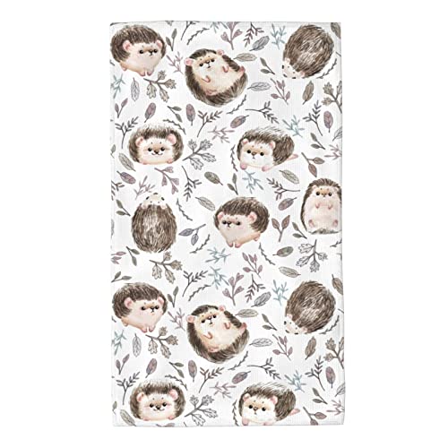Ohiokwei White Hedgehog Pattern Hand Towels 27.5x15.7 Inches Ultra Soft & Absorbent