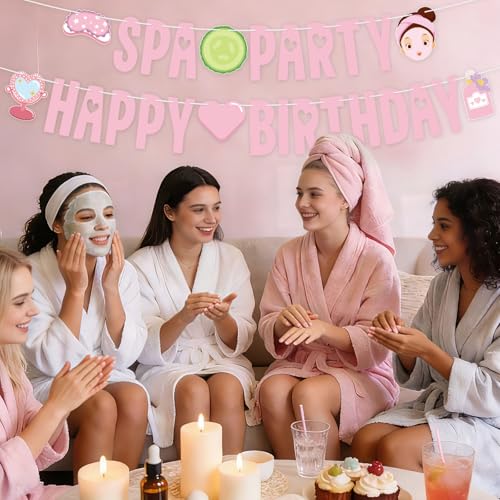 Pink Spa Birthday Banner - Spa Party Decorations for Girls