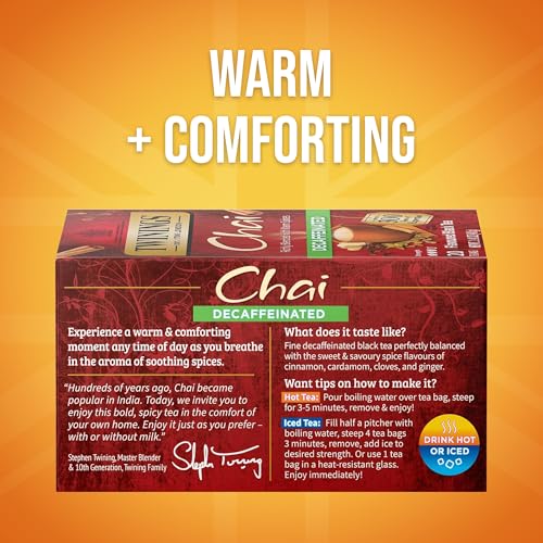 Twinings Decaffeinated Chai Tea Bags - 20 Individually Wrapped Bags