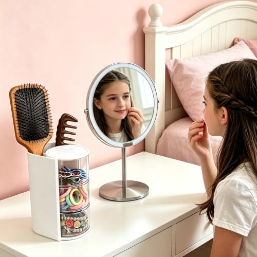 Neehows White Hair Accessories Organizer with Rotating Brush Holder