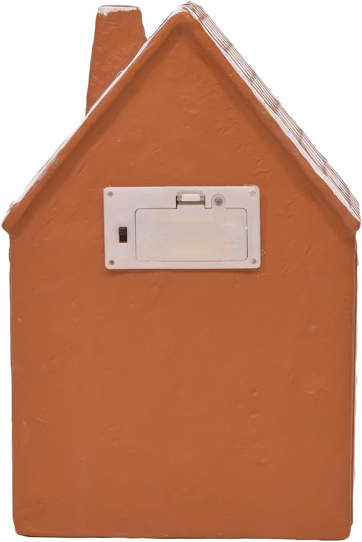 Mark Feldstein & Associates Ceramic Iced Gingerbread Houses - Pre-Lit LED Holiday Village Figurines, Set of 2, 9 Inch