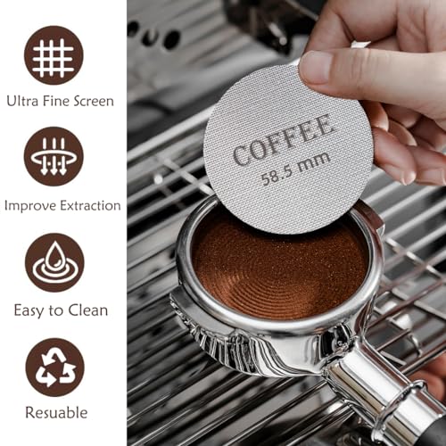 58.5mm Reusable Espresso Puck Screen - 316 Stainless Steel Filter