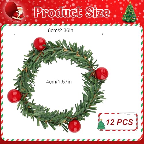 Christmas Wreath Napkin Rings - Set of 12 Berry Decor