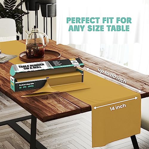 Gold Table Runner - 1320" x 14" Rectangular Disposable Plastic Cover - Party Decor