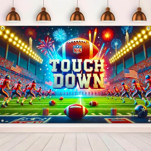 BlissYard Football Game Day Backdrop 71x43 Inch with Fireworks