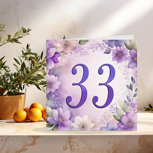 Premium Purple Floral 33rd Birthday Card for Women