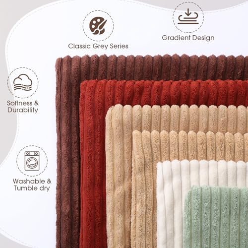 Colingmill 6 Pcs 18x18 Fall Corduroy Pillow Covers - Soft Boho Striped Cushion Covers for Home Decor