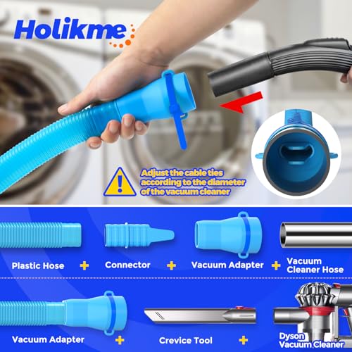 Holikme Dryer Vent Cleaner Kit - 3-Piece Vacuum Hose Attachment (Blue)