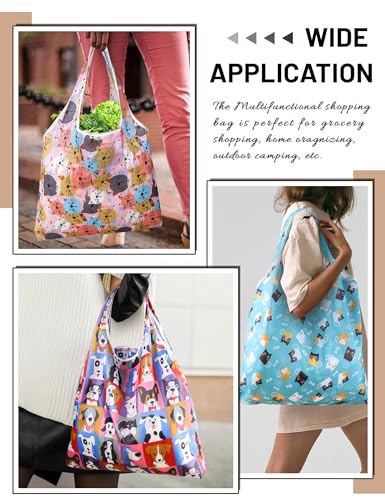 GAUENEEN 4-Pack Reusable Grocery Bags - Foldable, Waterproof Tote Bags