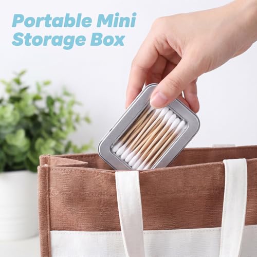 Portable Cotton Swab Holder Metal Storage Box - 2 Pcs Travel Organizer