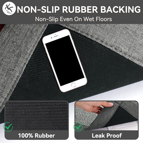 YDKGL Non-Slip Bath Mat, Gray 16" x 24" - Ultra Thin & Absorbent