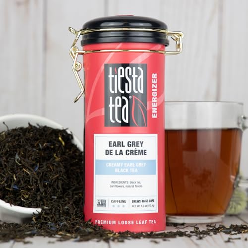 Tiesta Tea Earl Grey de la Crème, Loose Leaf Black Tea, 50 Cup Tin