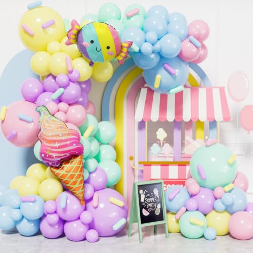 Pastel Ice Cream Balloon Arch Kit - 142Pcs for Parties