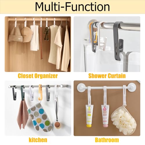 Heavy Duty Laundry Hooks with Clips - 6Pcs Light Purple Organizer