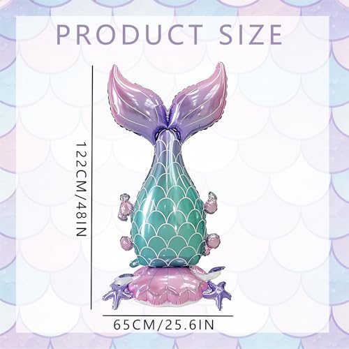 PHOGARY 2 Pcs Large Standing Mermaid Tail Balloons for Birthday Party
