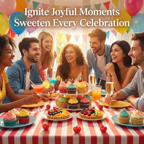 15 Pcs Cherry Birthday Candles - Mini Fruit Shaped Cake Toppers