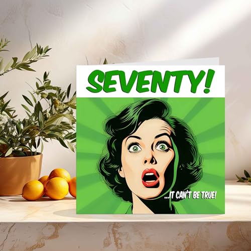 Funny 70th Birthday Card for Women - Eco-Friendly Comic Style