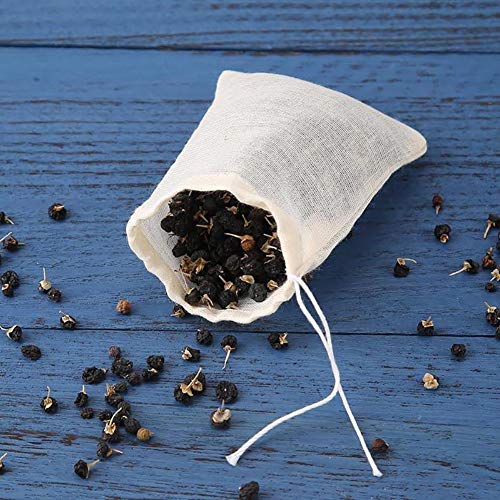 GIYOMI Natural Cotton Muslin Drawstring Bags - Reusable Soup Bags, 4x3 Inch