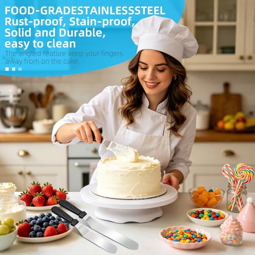 Stainless Steel Cake Decorating Spatula Set 6-10 inch Baking Tools with Anti-Slip Handles