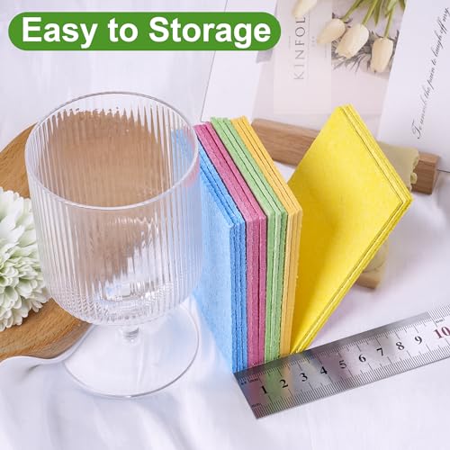 15 Pack Biodegradable Cellulose Sponges - Colorful Non-Scratch Kitchen & Bathroom Cleaning