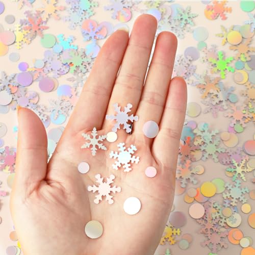 Snowflake Confetti - Silver Iridescent Winter Snowflake Glitter for Christmas and Holiday Parties - Variation: Snowflake