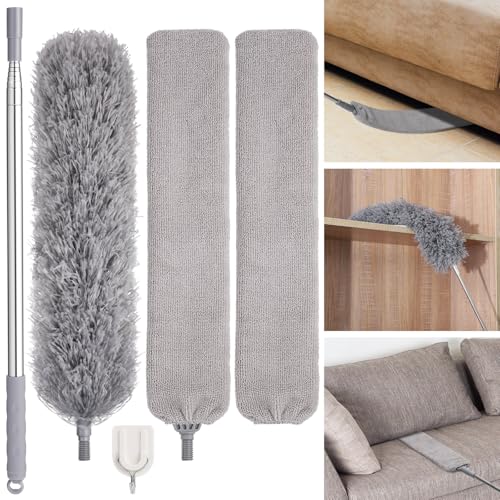 4-Piece Microfiber Retractable Duster Set - 100 Inch Extendable Gap Duster
